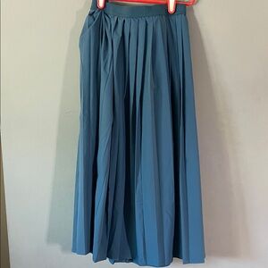 HALARA Blue Pleated A-Line Skirt